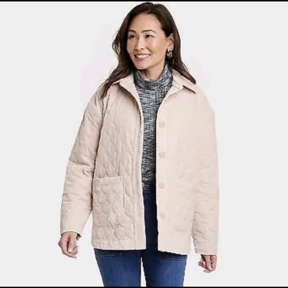 Knox Rose Jackets & Blazers - Knox Rose Women's Quilted Velour Jacket in Ivory
